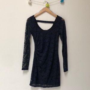 Forever 21 Lace Sleeve Dress Navy Blue